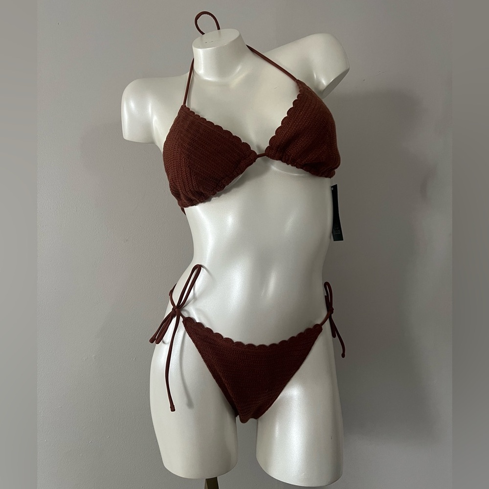 Wild Fable Brown Scalloped Bikini Set